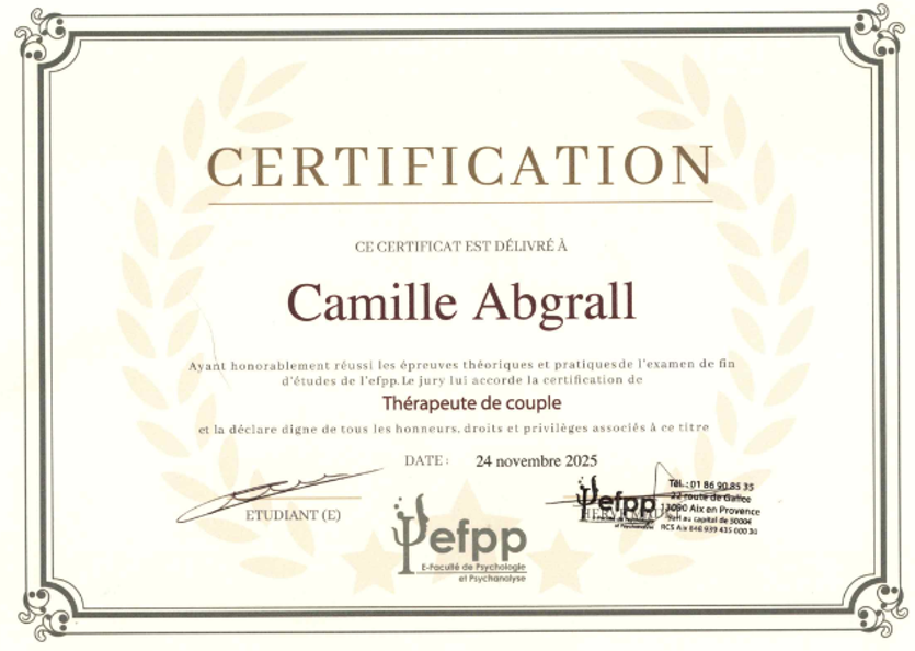Qui suis-je ? certificat thérapie de couple image
